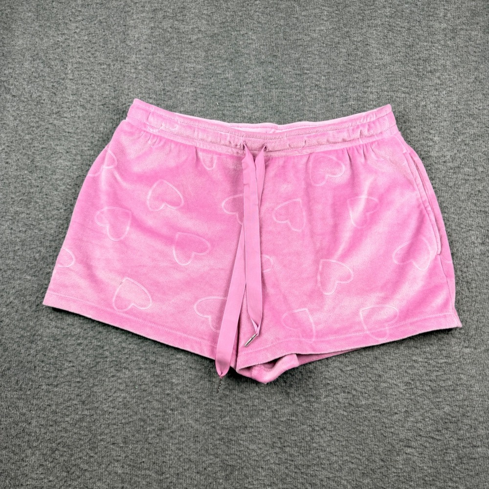 Jaclyn Intimates Pink Velvet Heart Pajama Shorts Small
